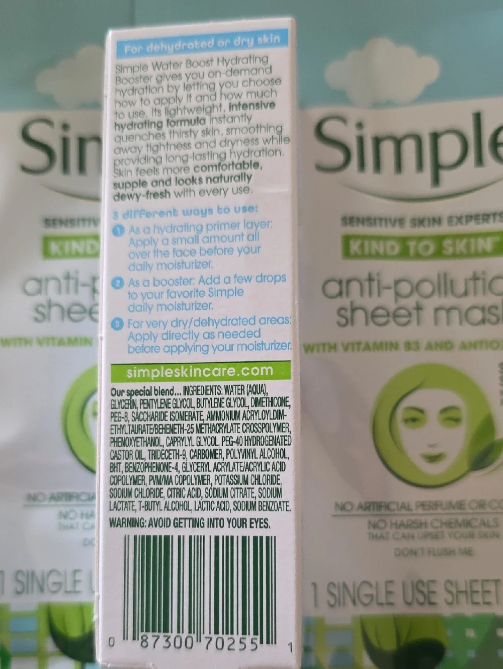 Simple Hydration Booster + Anti-Pollution Sheet Masks - And Hydrating Booster